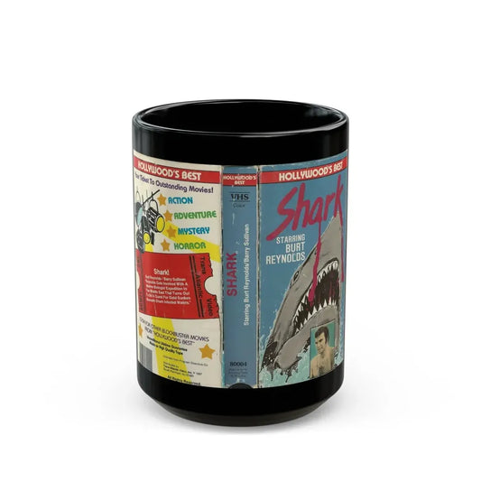 SHARK STARRING BURT REYNOLDS (VHS COVER) - Black Coffee Mug 15oz - Go Mug Yourself