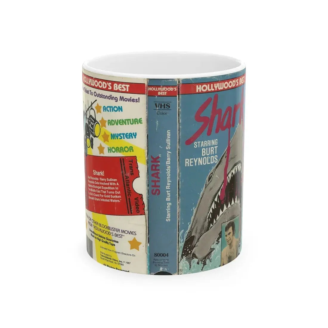SHARK STARRING BURT REYNOLDS (VHS COVER) - White Coffee Mug 11oz - Go Mug Yourself