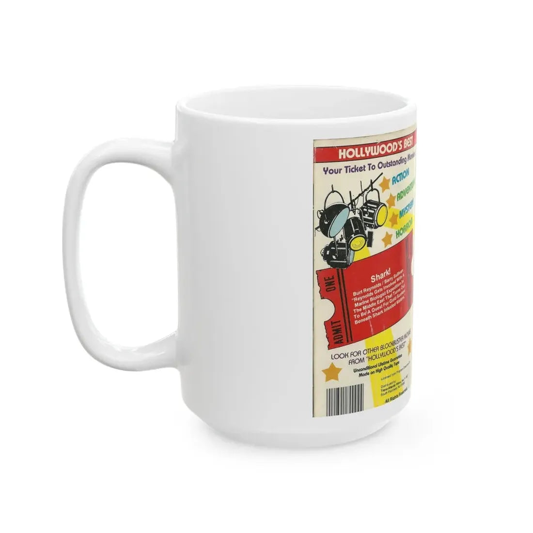 SHARK STARRING BURT REYNOLDS (VHS COVER) - White Coffee Mug - Go Mug Yourself