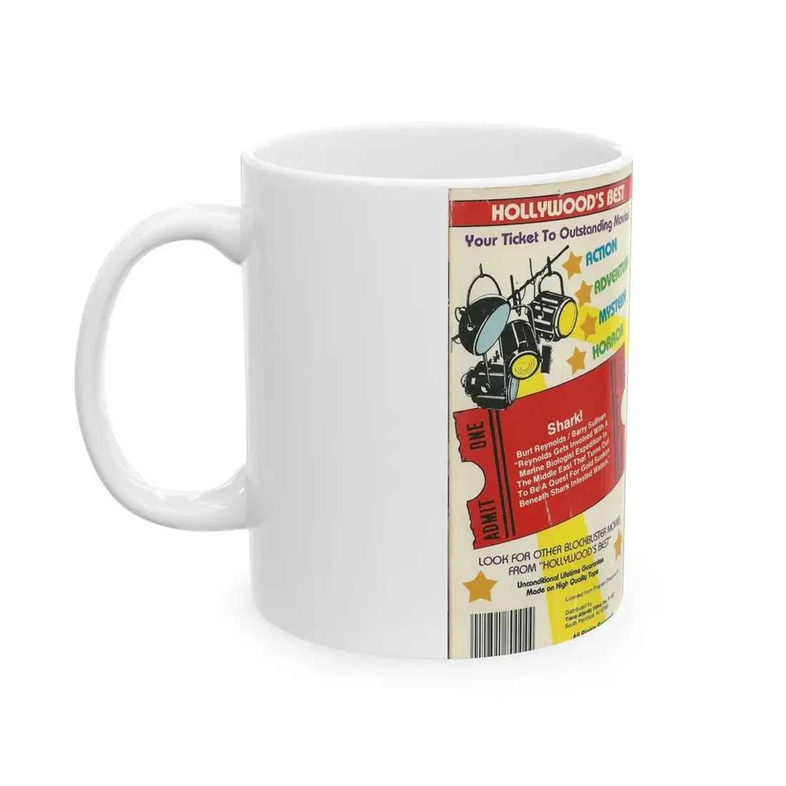 SHARK STARRING BURT REYNOLDS (VHS COVER) - White Coffee Mug - Go Mug Yourself