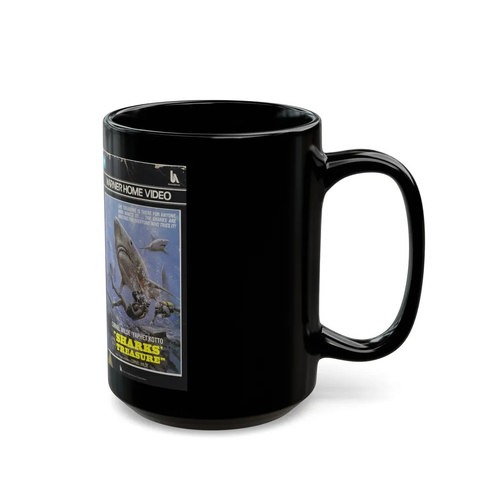 SHARKS TREASURE WARNER HOME VIDEO (VHS COVER) - Black Coffee Mug-Go Mug Yourself