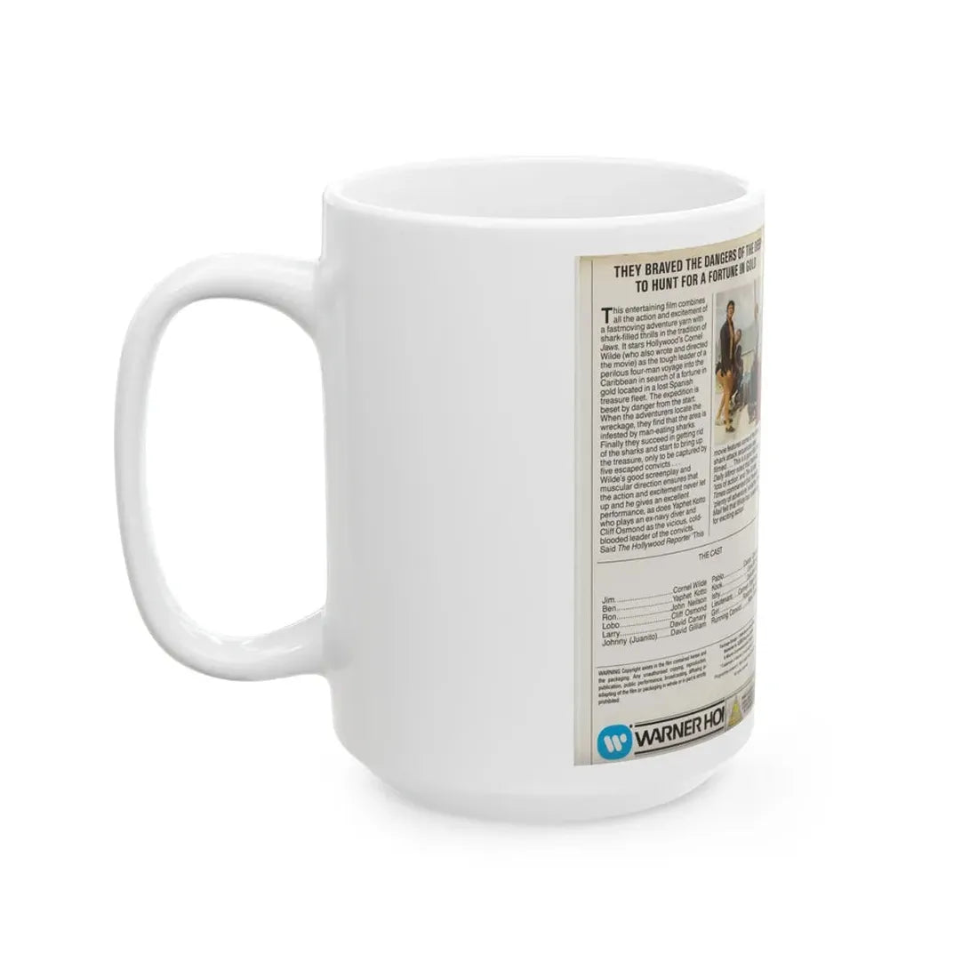 SHARKS TREASURE WARNER HOME VIDEO (VHS COVER) - White Coffee Mug - Go Mug Yourself