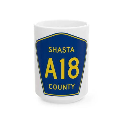 Shasta County A18 (California) (Road Sign) White Coffee Mug 15oz - Go Mug Yourself