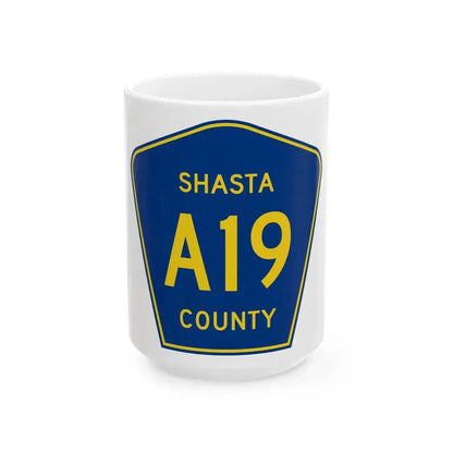 Shasta County A19 (California) (Road Sign) White Coffee Mug 15oz - Go Mug Yourself