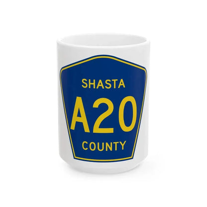 Shasta County A20 (California) (Road Sign) White Coffee Mug 15oz - Go Mug Yourself