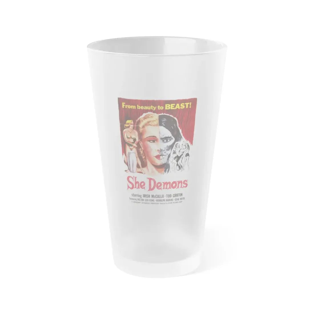 SHE DEMONS 1958 Movie Poster - Frosted Pint Glass 16oz Default Title - Go Mug Yourself