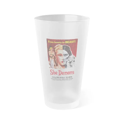SHE DEMONS 1958 Movie Poster - Frosted Pint Glass 16oz Default Title - Go Mug Yourself