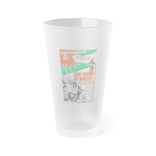 SHE DEVILS ON WHEELS 1968 Movie Poster - Frosted Pint Glass 16oz 16oz Frosted - Go Mug Yourself