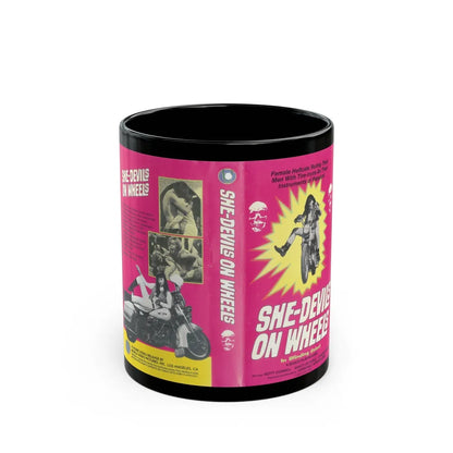 SHE DEVILS ON WHEELS (VHS COVER) - Black Coffee Mug-11oz-Go Mug Yourself