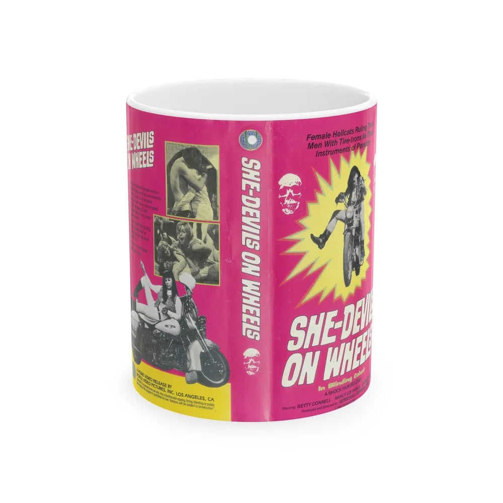 SHE DEVILS ON WHEELS (VHS COVER) - White Coffee Mug-11oz-Go Mug Yourself