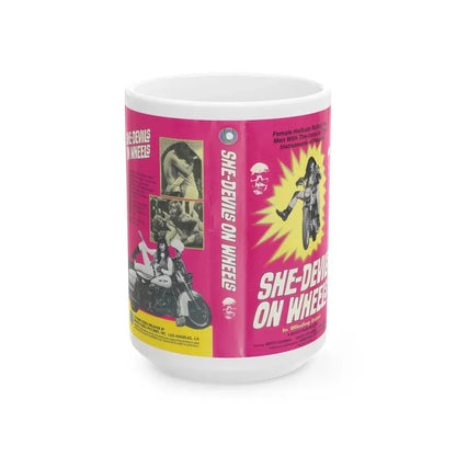 SHE DEVILS ON WHEELS (VHS COVER) - White Coffee Mug 15oz - Go Mug Yourself