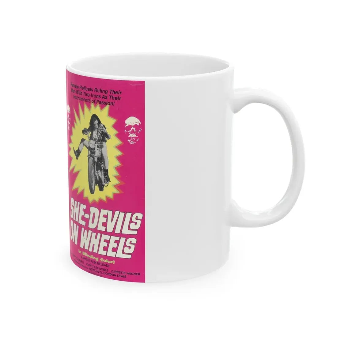 SHE DEVILS ON WHEELS (VHS COVER) - White Coffee Mug - Go Mug Yourself