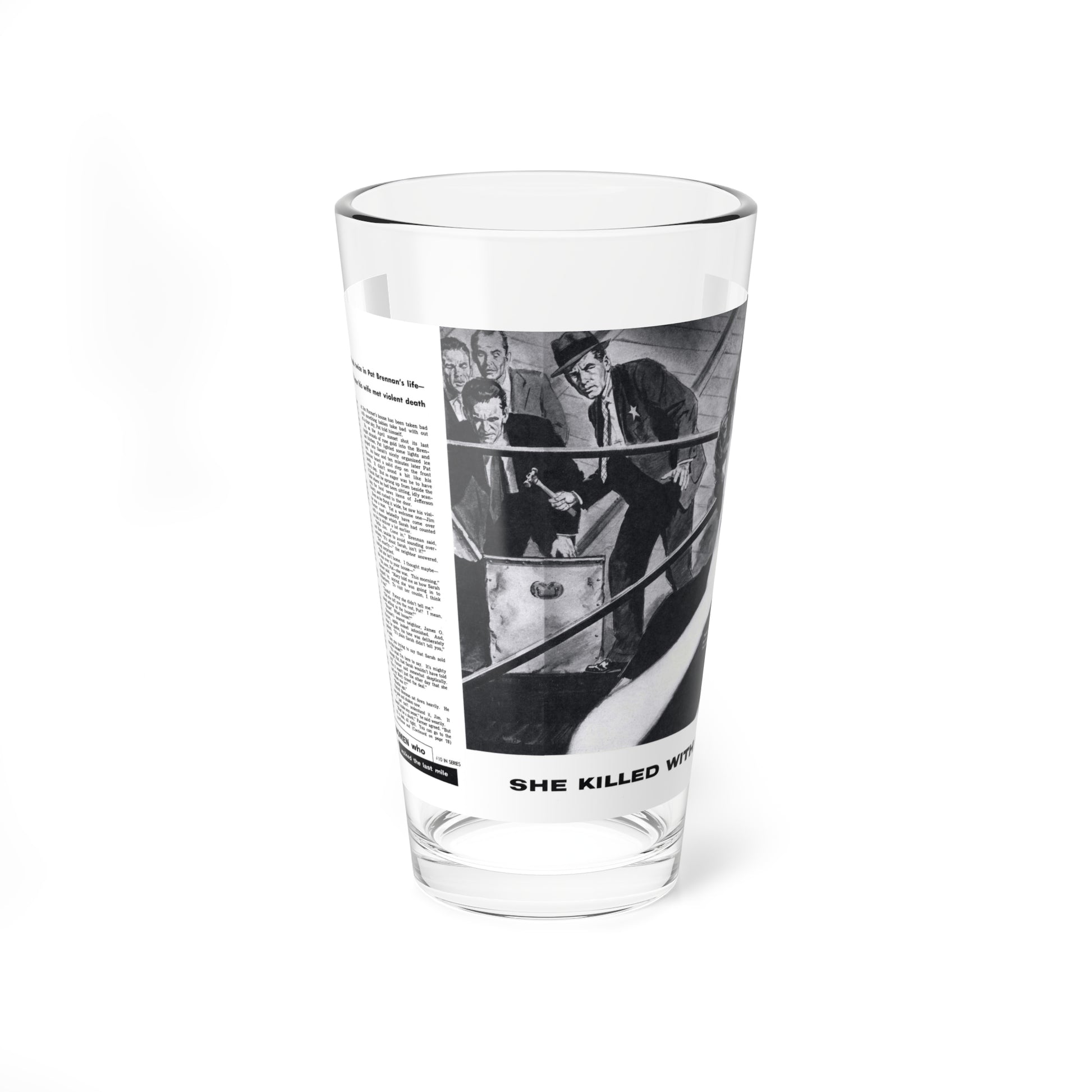 She Killed with Ease, True Detective, October 1954 (Magazine Illustration) Pint Glass 16oz-16oz-Go Mug Yourself