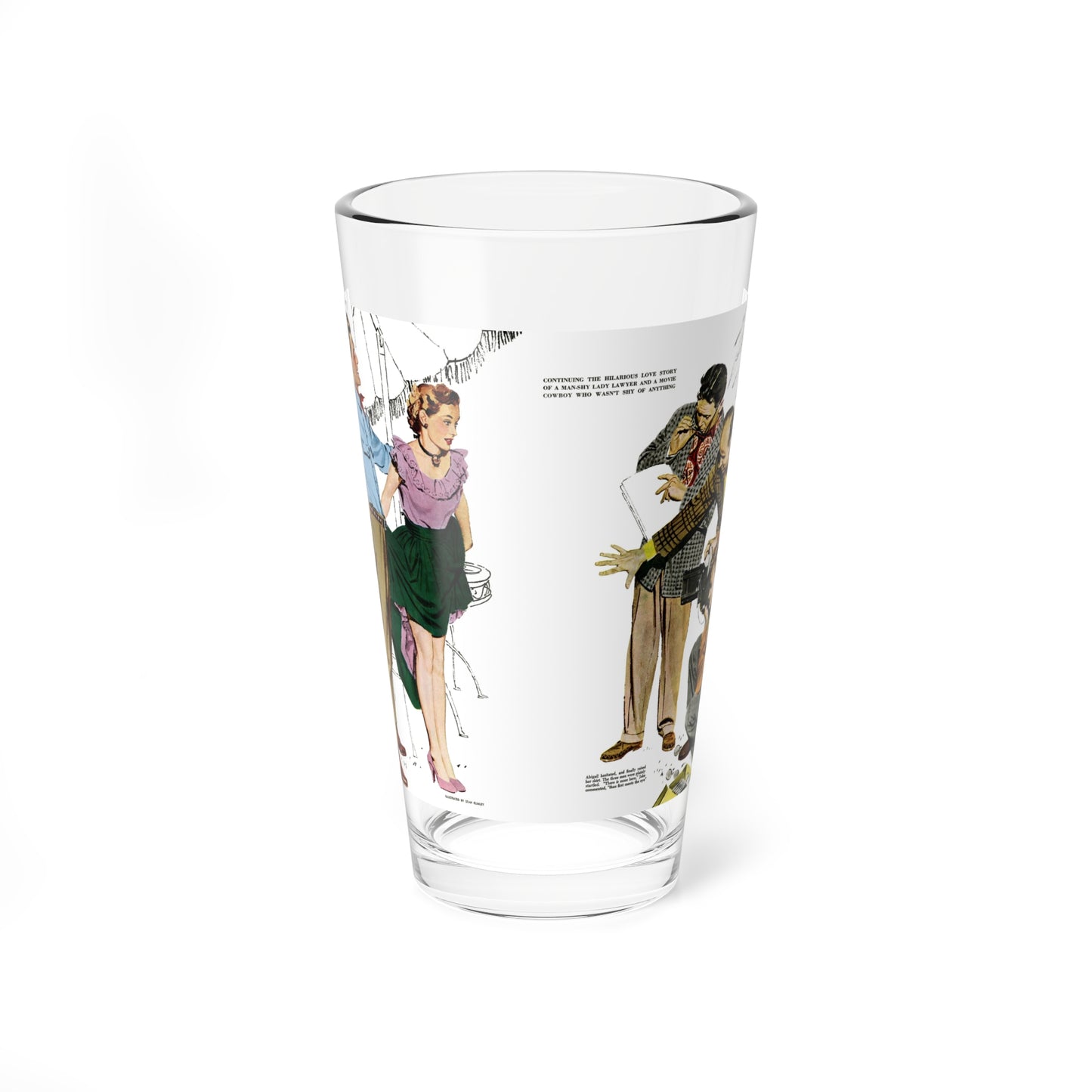 She Surprised Them By Raising Her Skirt, 1948 (Magazine Illustration) Pint Glass 16oz-16oz-Go Mug Yourself