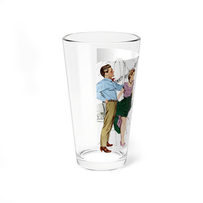 She Surprised Them By Raising Her Skirt, 1948 (Magazine Illustration) Pint Glass 16oz-Go Mug Yourself