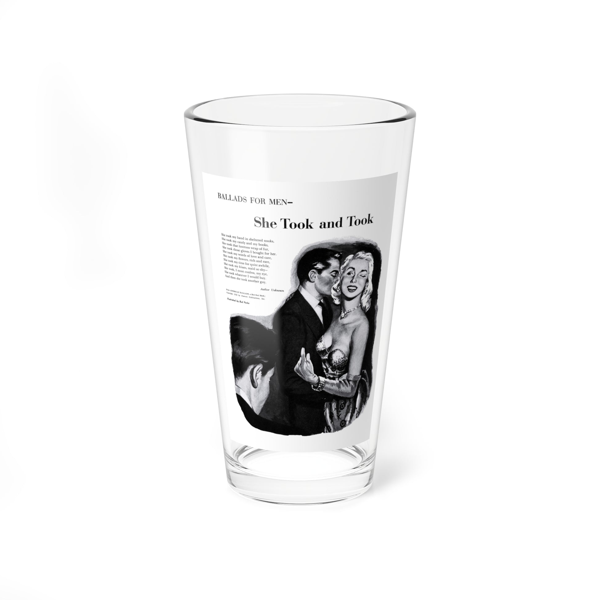 She Took and Took, Cavalier, May 1953 (Magazine Illustration) Pint Glass 16oz-16oz-Go Mug Yourself