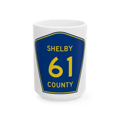 Shelby County Route 61 AL (Alabama) (Road Sign) White Coffee Mug 15oz - Go Mug Yourself
