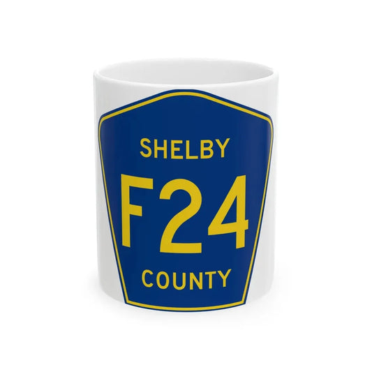 Shelby County Route F24 IA (Iowa) (Road Sign) White Coffee Mug 11oz - Go Mug Yourself