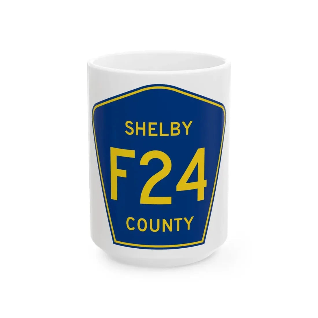 Shelby County Route F24 IA (Iowa) (Road Sign) White Coffee Mug 15oz - Go Mug Yourself