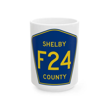 Shelby County Route F24 IA (Iowa) (Road Sign) White Coffee Mug 15oz - Go Mug Yourself