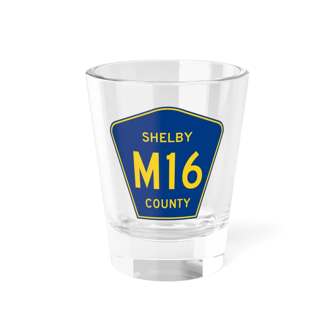 Shelby County Route M16 IA (Iowa) (Road Sign) Shot Glass 1.5oz 1.5oz - Go Mug Yourself