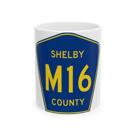 Shelby County Route M16 IA (Iowa) (Road Sign) White Coffee Mug 11oz - Go Mug Yourself
