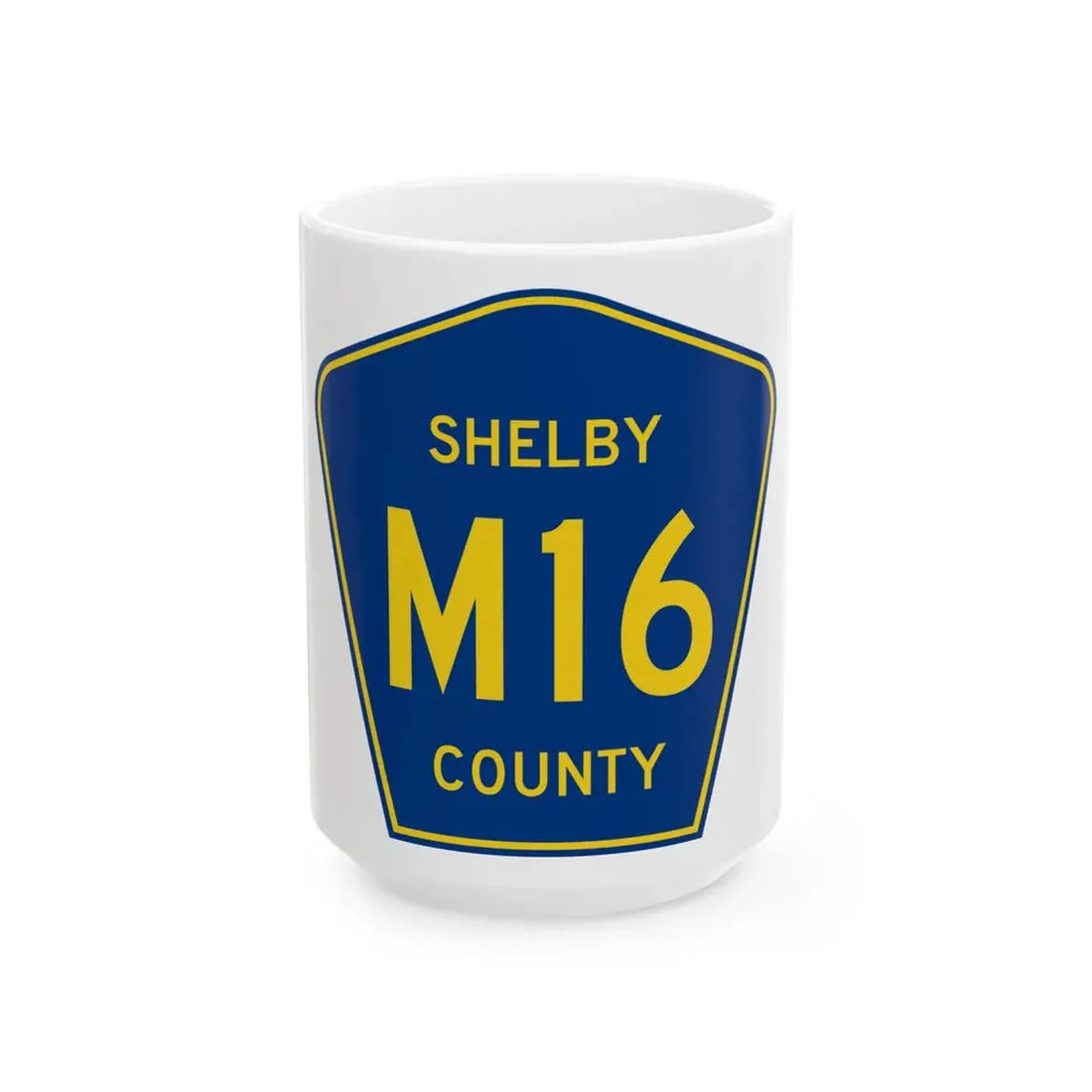 Shelby County Route M16 IA (Iowa) (Road Sign) White Coffee Mug 15oz - Go Mug Yourself