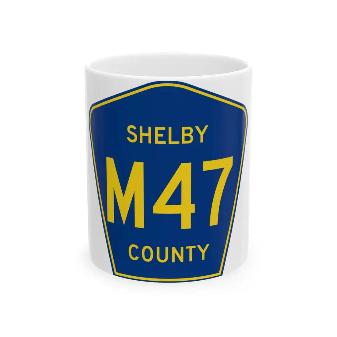 Shelby County Route M47 IA (Iowa) (Road Sign) White Coffee Mug 11oz - Go Mug Yourself