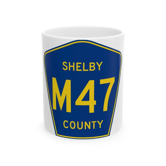Shelby County Route M47 IA (Iowa) (Road Sign) White Coffee Mug 11oz - Go Mug Yourself