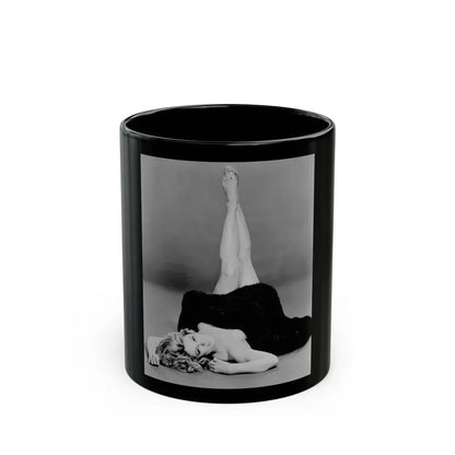 Sheree North #07 - 8x10 Full Body B&W Nude in Fur Cheesecake Photo cira 1960's (Vintage Female Icon) Black Coffee Mug 11oz - Go Mug Yourself