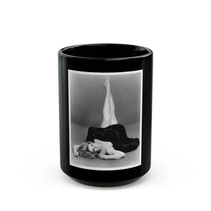 Sheree North #07 - 8x10 Full Body B&W Nude in Fur Cheesecake Photo cira 1960's1 (Vintage Female Icon) Black Coffee Mug 15oz - Go Mug Yourself