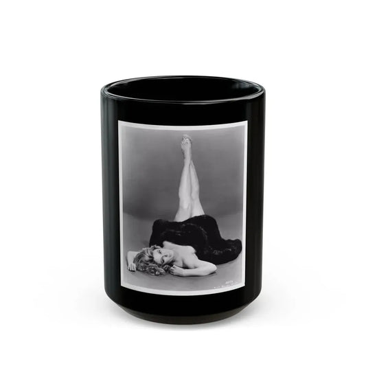 Sheree North #07 - 8x10 Full Body B&W Nude in Fur Cheesecake Photo cira 1960's1 (Vintage Female Icon) Black Coffee Mug 15oz - Go Mug Yourself
