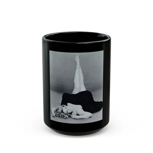 Sheree North #07 - 8x10 Full Body B&W Nude in Fur Cheesecake Photo cira 1960's2 (Vintage Female Icon) Black Coffee Mug 15oz - Go Mug Yourself