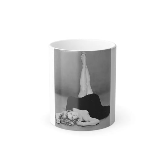 Sheree North #07 - 8x10 Full Body B&W Nude in Fur Cheesecake Photo cira 1960's (Vintage Female Icons) Color Changing Mug 11oz-11oz-Go Mug Yourself