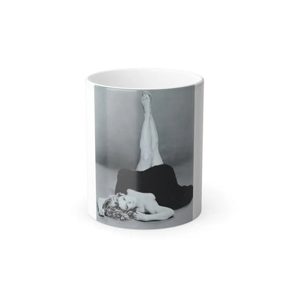 Sheree North #07 - 8x10 Full Body B&W Nude in Fur Cheesecake Photo cira 1960's2 (Vintage Female Icons) Color Changing Mug 11oz-11oz-Go Mug Yourself