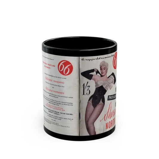Sheree North #147 - 66 PHOTOGRAPHS OF Sheree NORTH U.K. Pocket Mag. Front Cover Page 1 & Back Cover (Vintage Female Icon) Black Coffee Mug 11oz - Go Mug Yourself