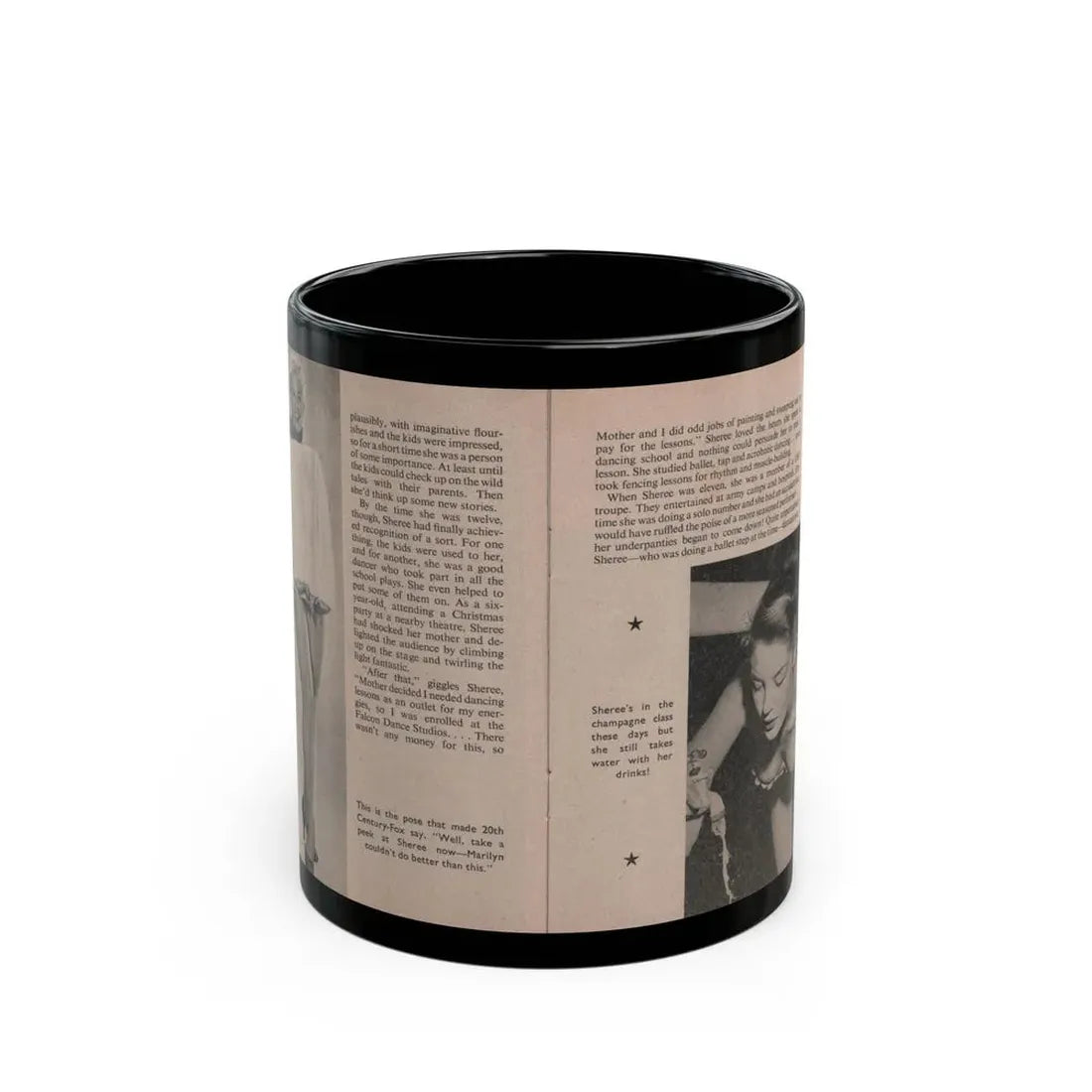Sheree North #158 - Pages 62 & 63 from 66 PHOTOGRAPHS OF Sheree NORTH U.K. Pocket Mag. (Vintage Female Icon) Black Coffee Mug 11oz - Go Mug Yourself