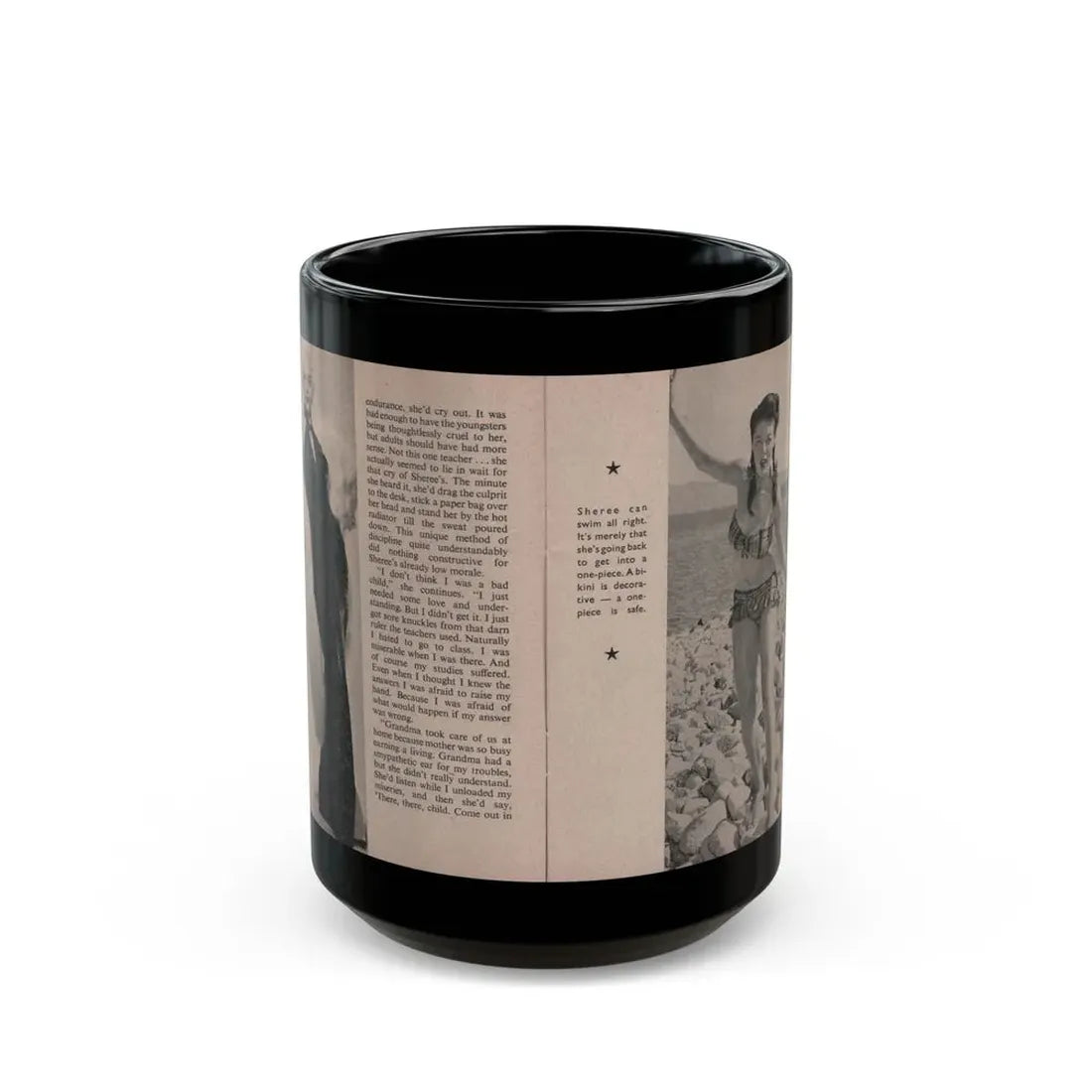 Sheree North #159 - Pages 24 & 25 from 66 PHOTOGRAPHS OF Sheree NORTH U.K. Pocket Mag. (Vintage Female Icon) Black Coffee Mug 15oz - Go Mug Yourself