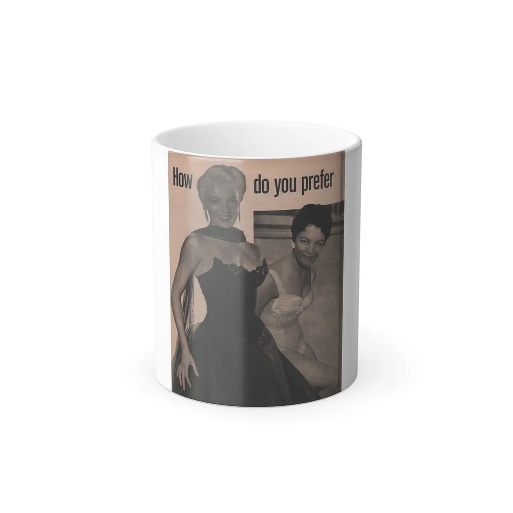 Sheree North #258 - Earl Wilson's Showgirls Mag. '56 - 2 B&W Photos (Vintage Female Icons) Color Changing Mug 11oz-11oz-Go Mug Yourself