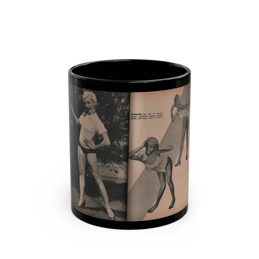 Sheree North #296 - PHOTO Mag. Feb. '54 - 3 B&W Photos & Caption (Vintage Female Icon) Black Coffee Mug 11oz - Go Mug Yourself