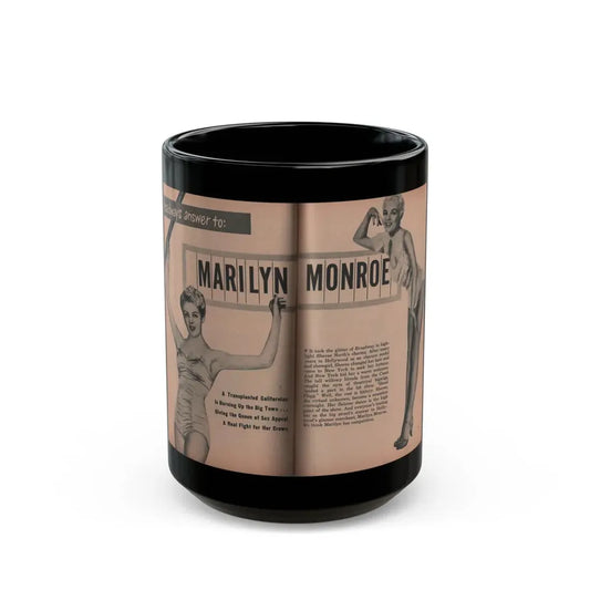 Sheree North #297 - PHOTO Digest Mag. Aug. '53 - 2 B&W Photos, Caption & Article (Vintage Female Icon) Black Coffee Mug 15oz - Go Mug Yourself