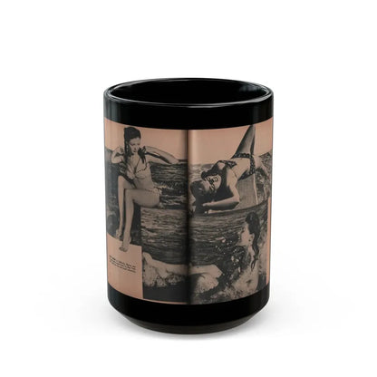 Sheree North #298 - PHOTO Digest Mag. Aug. '53 - 3 B&W Photos & Caption (Vintage Female Icon) Black Coffee Mug 15oz - Go Mug Yourself