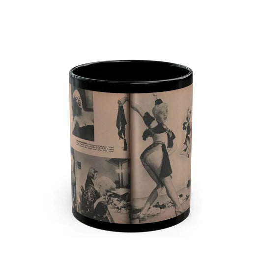 Sheree North #299 - PHOTO Digest Mag. Aug. '53 - 4 B&W Photos & Caption (Vintage Female Icon) Black Coffee Mug 11oz - Go Mug Yourself