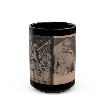 Sheree North #300 - PHOTO Digest Mag. Aug. '53 - 2 B&W Photos & Caption (Vintage Female Icon) Black Coffee Mug 15oz - Go Mug Yourself