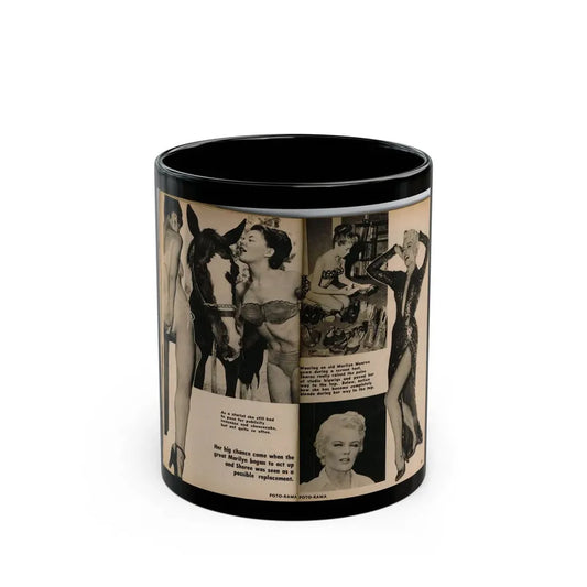 Sheree North #316 - 5 B&W Photos & Captions from Foto-rama Digest Mag. February '56 (Vintage Female Icon) Black Coffee Mug 11oz - Go Mug Yourself