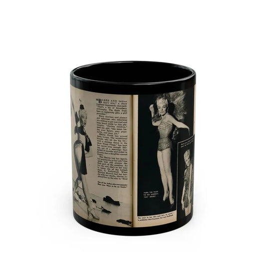 Sheree North #332 - picture DIGEST Mag. Dec. '55 - 2 Pages, 3 B&W Photos, Short Article & captions (Vintage Female Icon) Black Coffee Mug 11oz - Go Mug Yourself