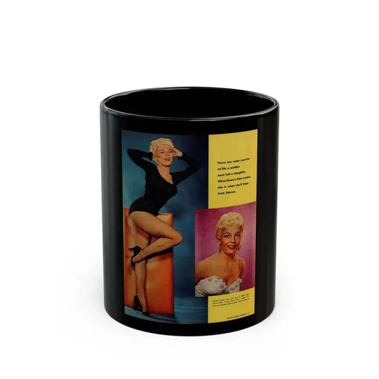 Sheree North #336 - 8x10.5 Mag. Page 2 Color Photos on Mag. Page with, 1 Full Pin-Up & 1 Smaller Glamour Head Shot from Movie Stars Parade Circa 50's (Vintage Female Icon) Black Coffee Mug 11oz - Go Mug Yourself