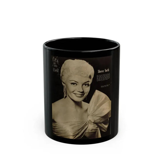 Sheree North #339 - 8x10.5 Mag. Photo - 1 Large B&W Full Page Glamour Head & Shoulder Shot Circa 1950's (Vintage Female Icon) Black Coffee Mug 11oz - Go Mug Yourself