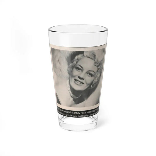 Sheree North #341 - 3x5 Small B&W Glamour Portriat Clipping with, Caption from 1950's Movie Star Magazine (Vintage Female Icon) Pint Glass 16oz 16oz - Go Mug Yourself