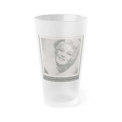 Sheree North #341 - 3x5 Small B&W Glamour Portriat Clipping with, Caption from 1950's Movie Star Magazine (Vintage Female Icon) Frosted Pint Glass 16oz-16oz-Frosted-Go Mug Yourself